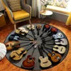Guitar Pattern Round Area Carpets Teens Dorm Bedroom Bedside Foot Mat Living Room Dining Room Non-slip Chair Mat Home Decor Rugs 3