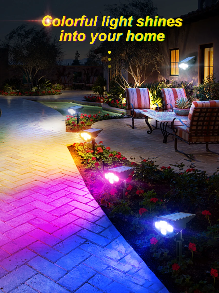 Description Picture 4 of item2in1 Solar Spotlights Outdoor Solar Landscape Lights Waterproof Adjustable Ground Or Wall Lamp for Patio Pathway Garden Driveway