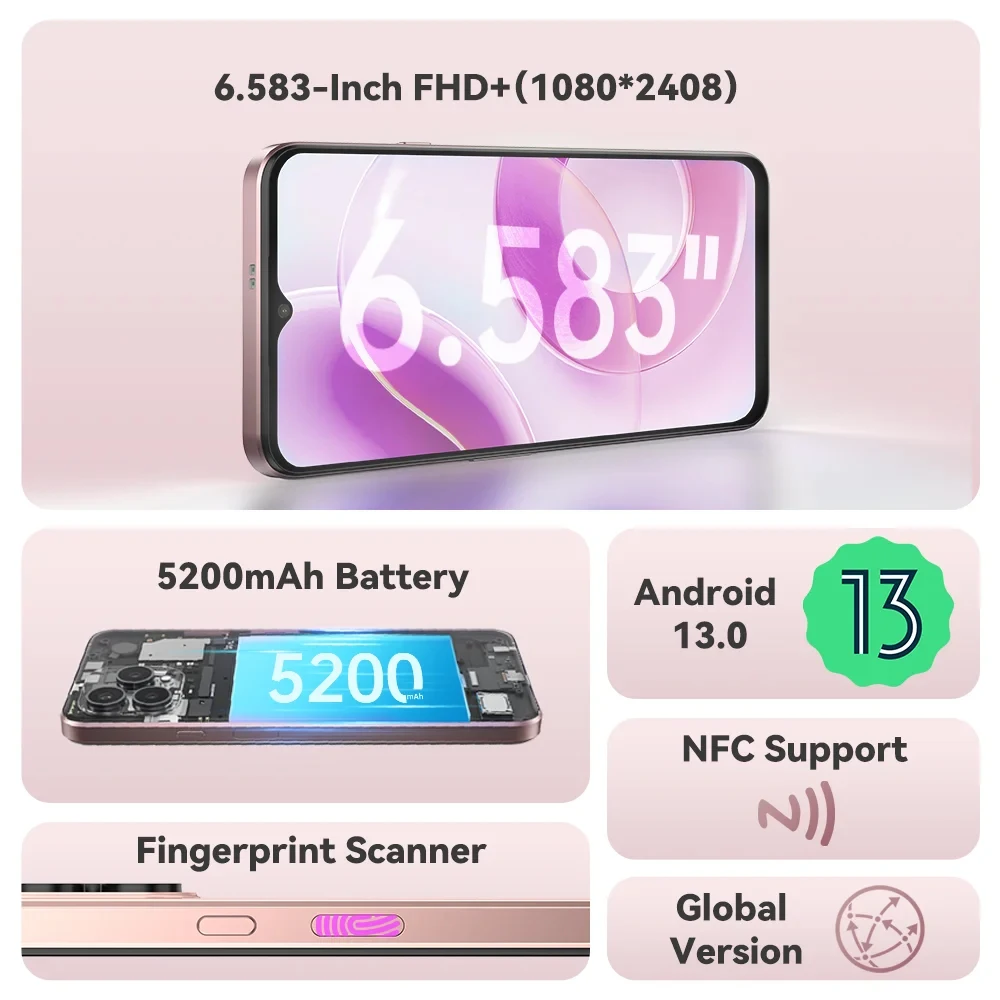 Cubot P80 Cheap 4G Smartphone Octa Core 8GB+512GB 6.583Inch FHD Screen 48MP Camera Android 13.0 Mobile Phone 5200mAh Battery NFC