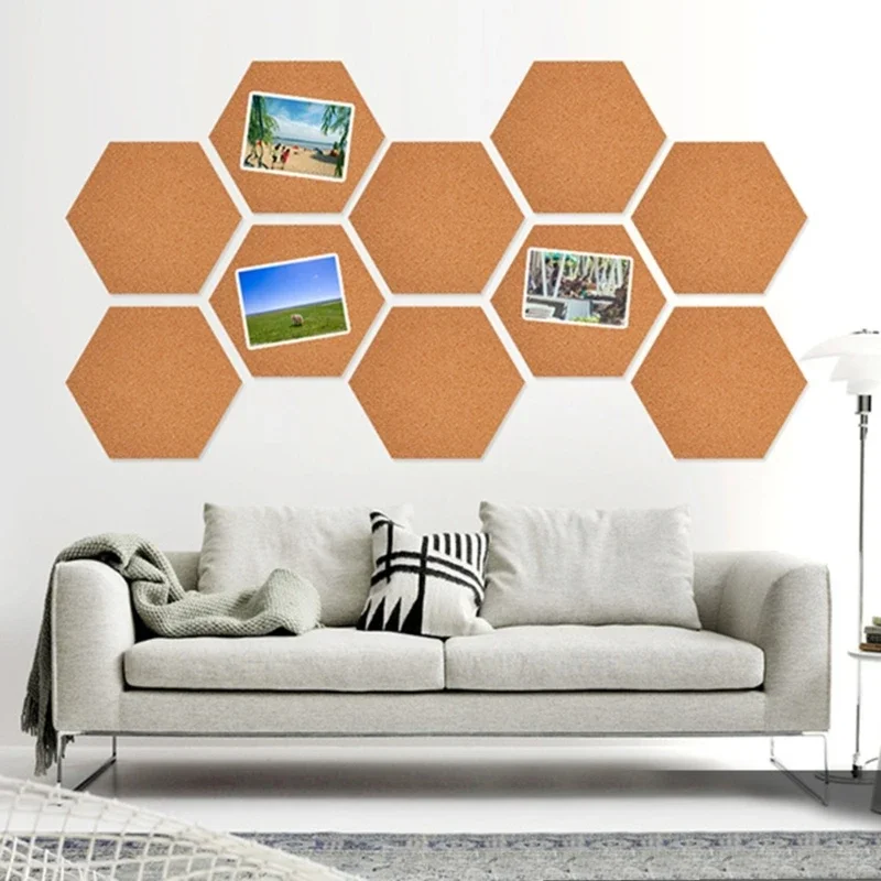5PCS Hexagon Cork Notice Board Self Adhesive Cork Board for Photo Wall Home Decor Memo Office Bulletin Boards cork bulletin board