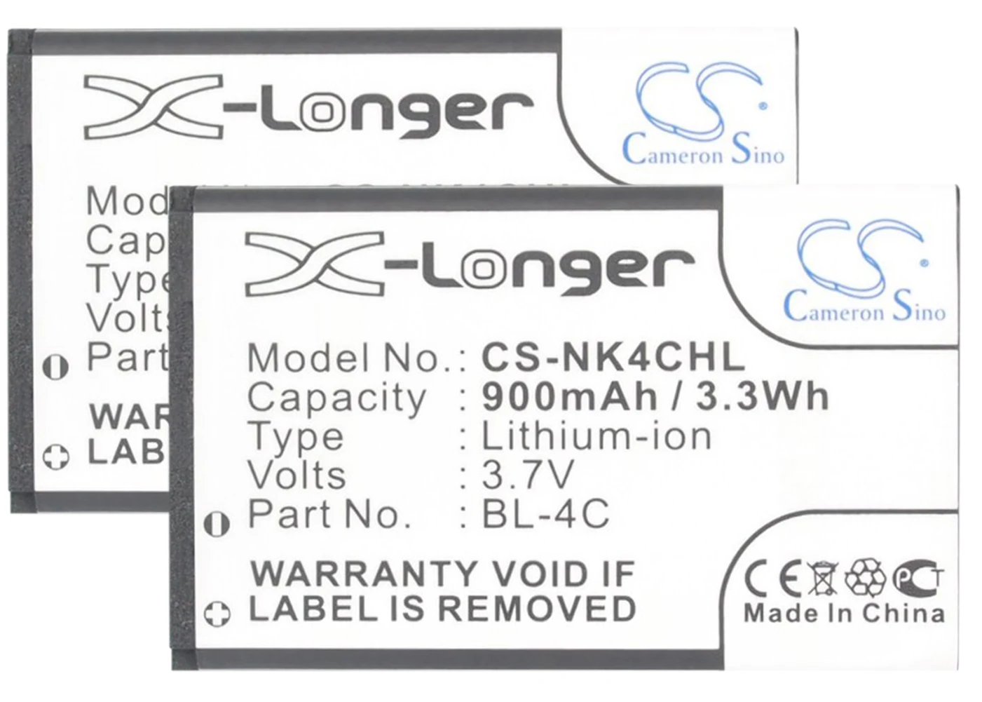 2pack 900mA Battery for Nokia 6300 6300i 6301 6700 7200 7270 7270N 7705 8208 C2-05 BL-4C | Электроника