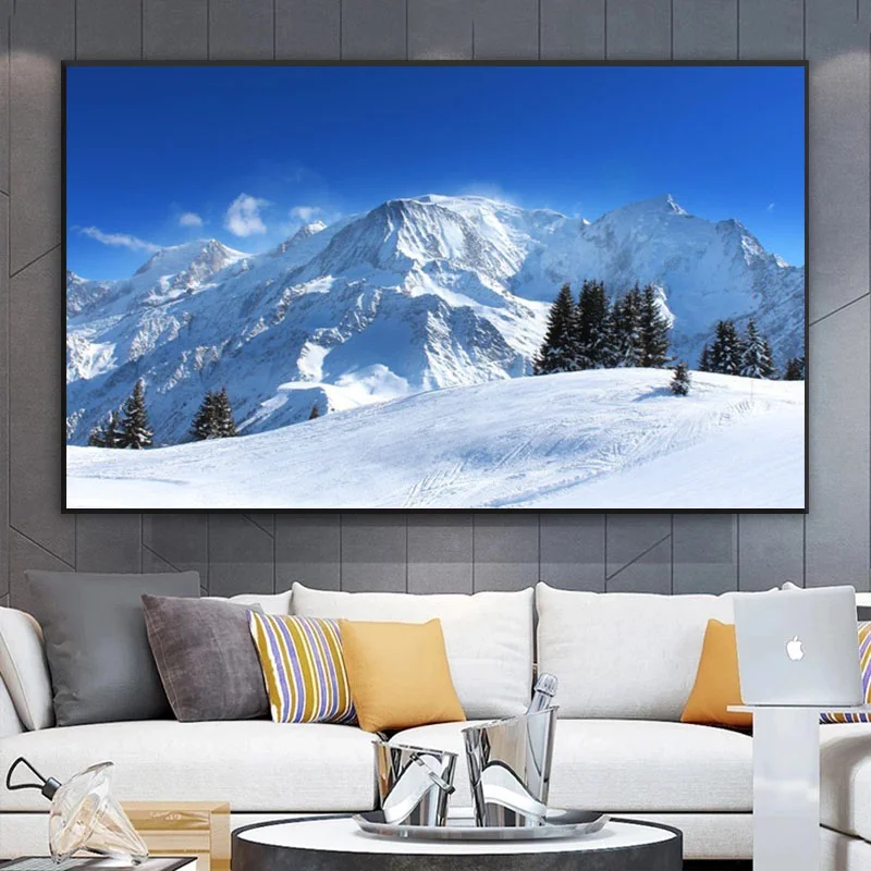 Winter Pine Forest Mountain Snow Sky Canvas 3