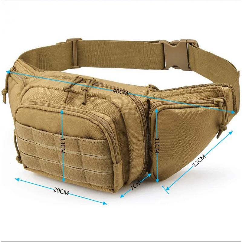 Men's outdoor tactical multifunctional waist bag hidden leather case phone bag, suitable for sports, hiking, camping