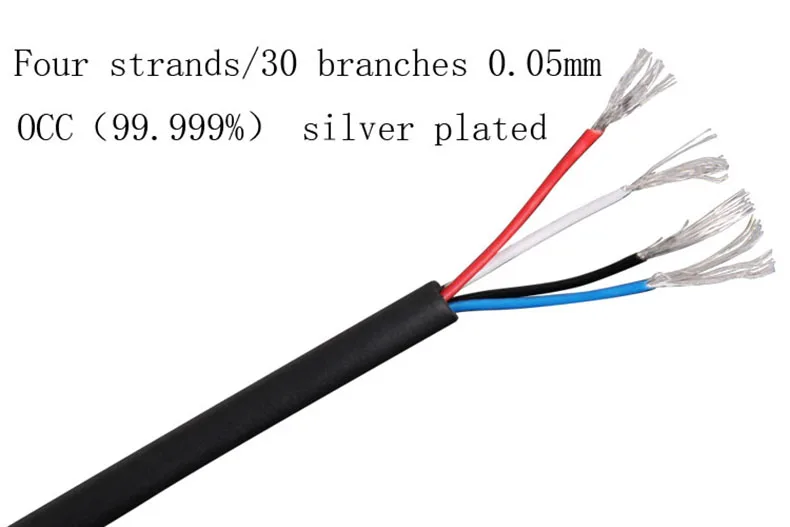 For B&W P5 Replaceable Earphone 3.5mm to 2.5mm Single Crystal Copper Silver Plated Cable