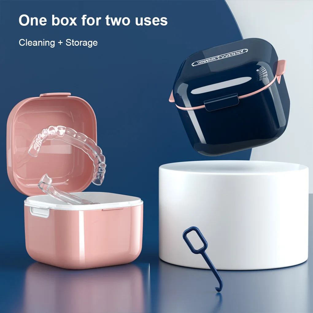

Mouth Guard Case Portable False Teeth Storage Box Nipple Teether Immersing Tooth Clean Organizing Container Red