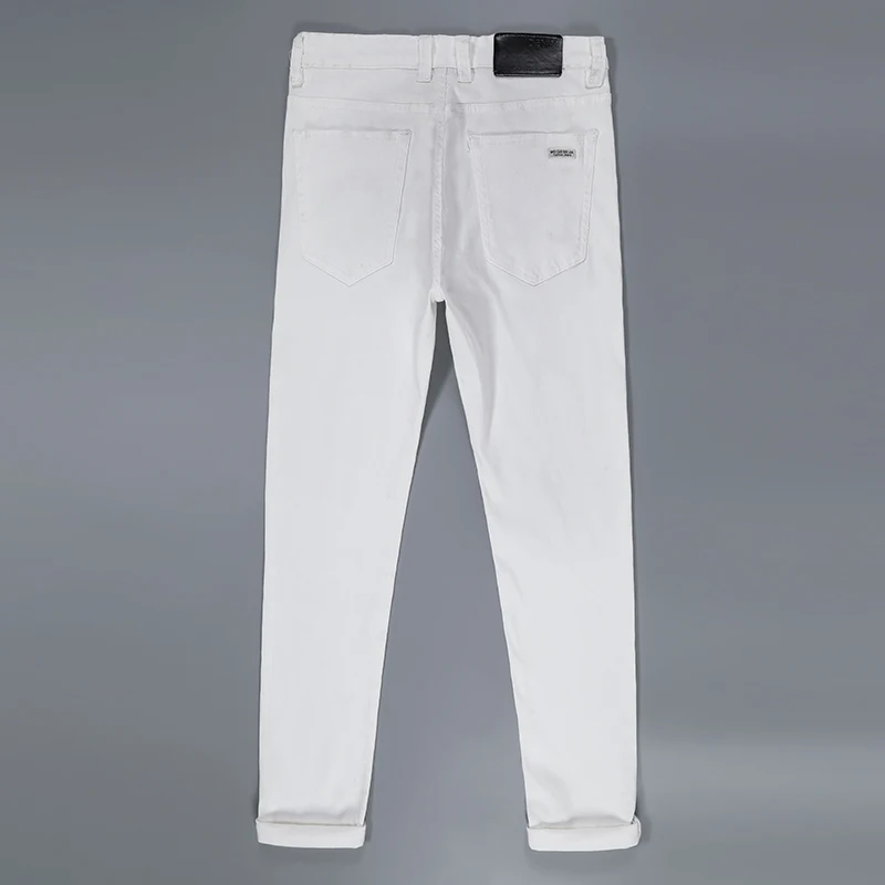 2022 ALL White Colors  Classic Elasticity Denim Trousers Male Brand Pants New Men\'s Straight Fit Pure Jeans Fashion Casual