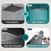 New 12 Inch High Pressure Top Spray Rain Shower Head Larger Flow Supercharge Rainfall Showerhead 360° Swivel Water Saving 2