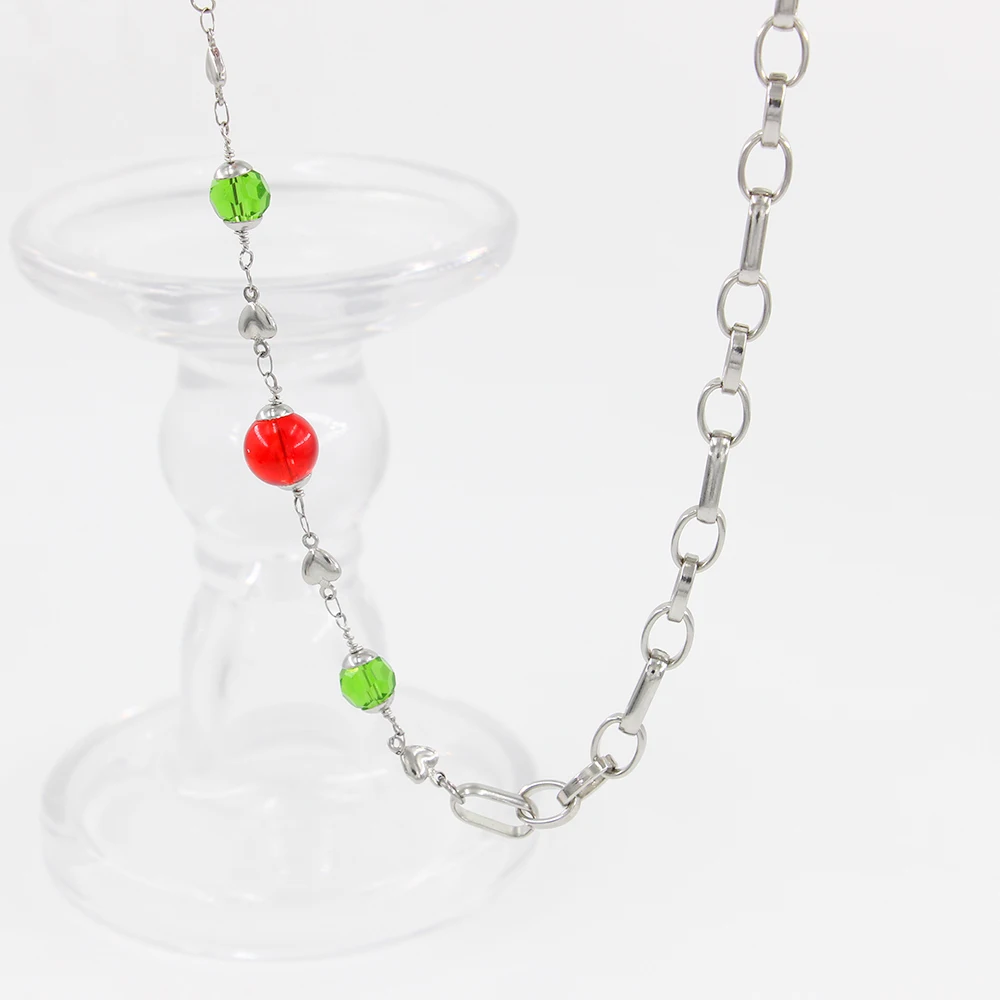 

Модная эмалированная красная и Зеленая Бусина из нержавеющей стали, Очаровательное ожерелье «сделай сам», Женский ошейник, дополнительные принадлежности, ювелирные аксессуары