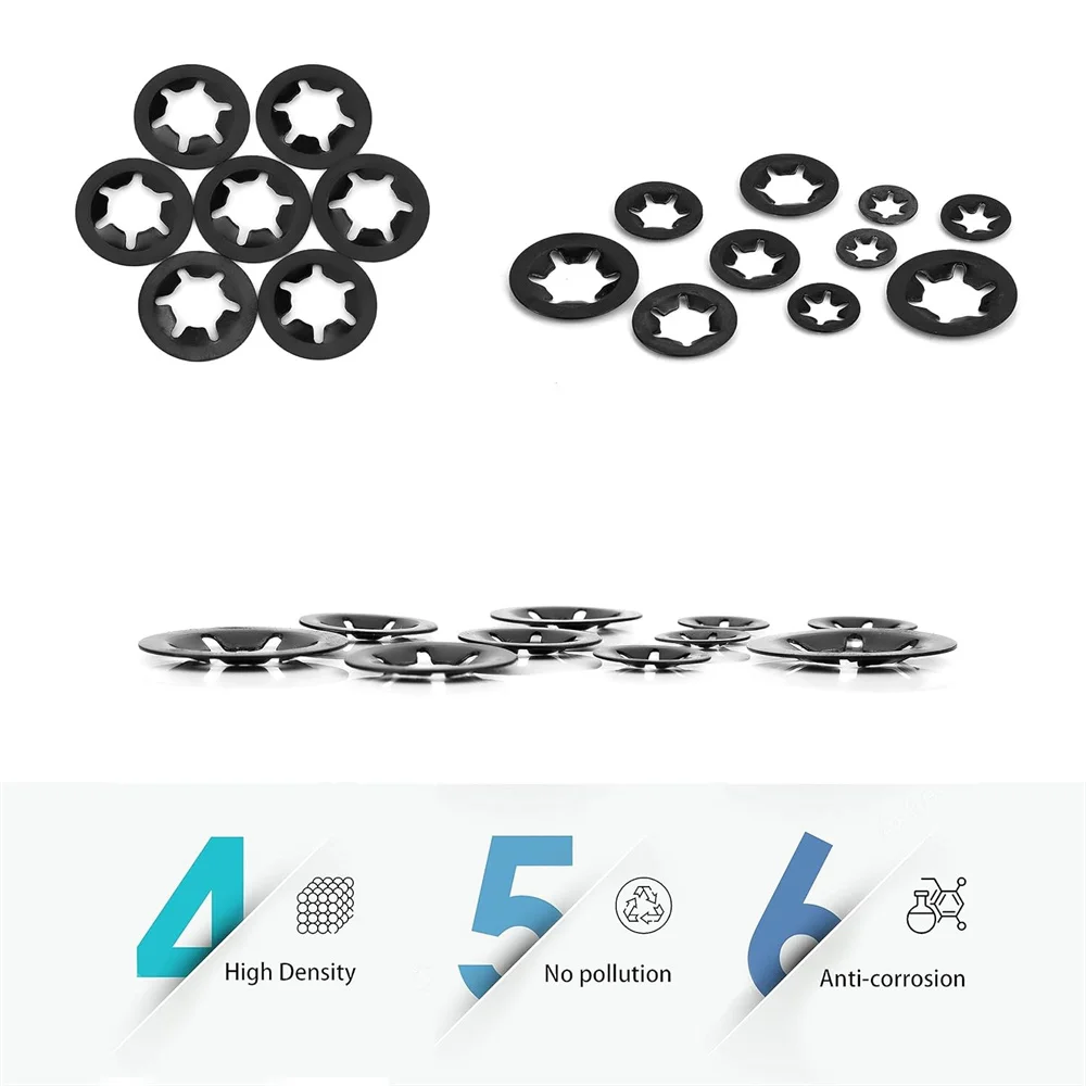 340 Pcs Internal Tooth Starlock Locking Washers Push On Speed Clips Fasteners Washers Assortment Kit M3 M4/M5/M6/M8/M10/M12 e clip washer kit