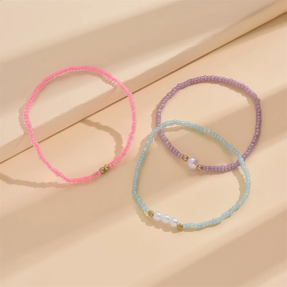 White Pearl Foot Chain Multicolor Rice Bead Anklets For Women Vintage Gold Color Ankle Bracelet Beach Jewelry Summer Accessories