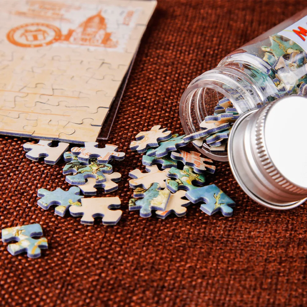 Mini Puzzle Children Adult Educational Toy Landscape Oil Painting Test Tube Puzzle Paper Blind Box Random Pattern 150-piece Gift