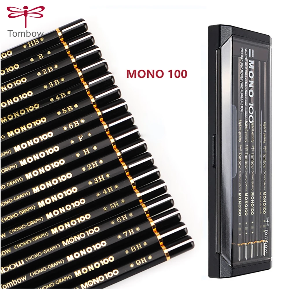 12pcs TOMBOW MONO100 블랙로드 드로잉 연필 일본 고급 나무 연필 디자인 드로잉 아트 연필 학교 문구