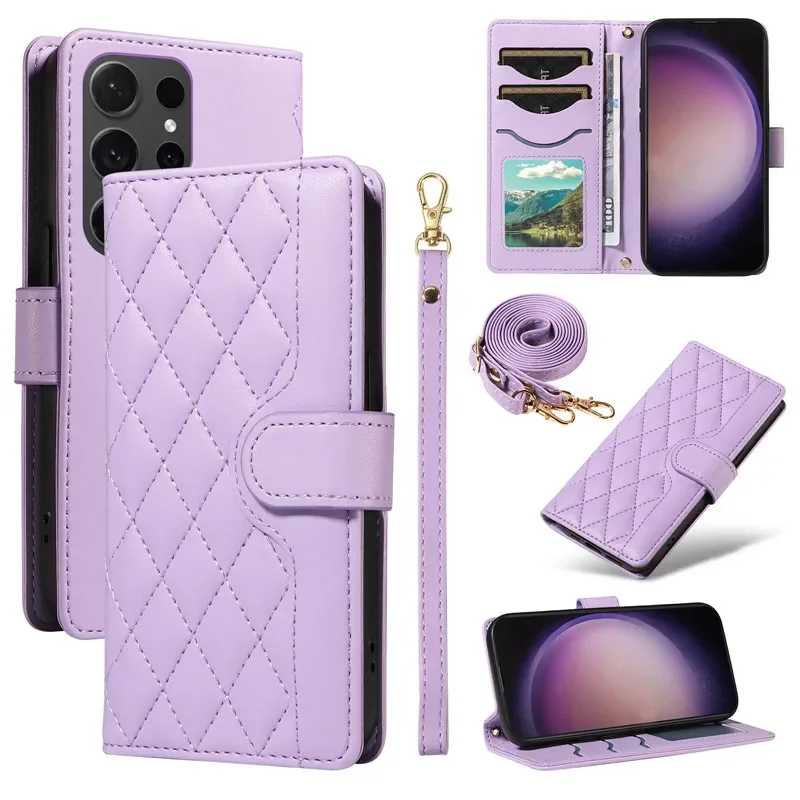 Leather Lanyard Wallet Crossbody Flip Phone Case