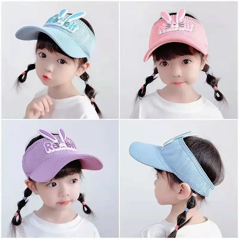 2023 New Kids Sun Hats Children Summer Visors Cute Rabbit Wings Bunny Hat Summer Hat for Kids Boys Girls Hats 3-12years Old 2022 spring outdoor sunscreen bucket hat kids caps lace plaid sunflower fisherman hat summer baby girls boys sun hats basin cap