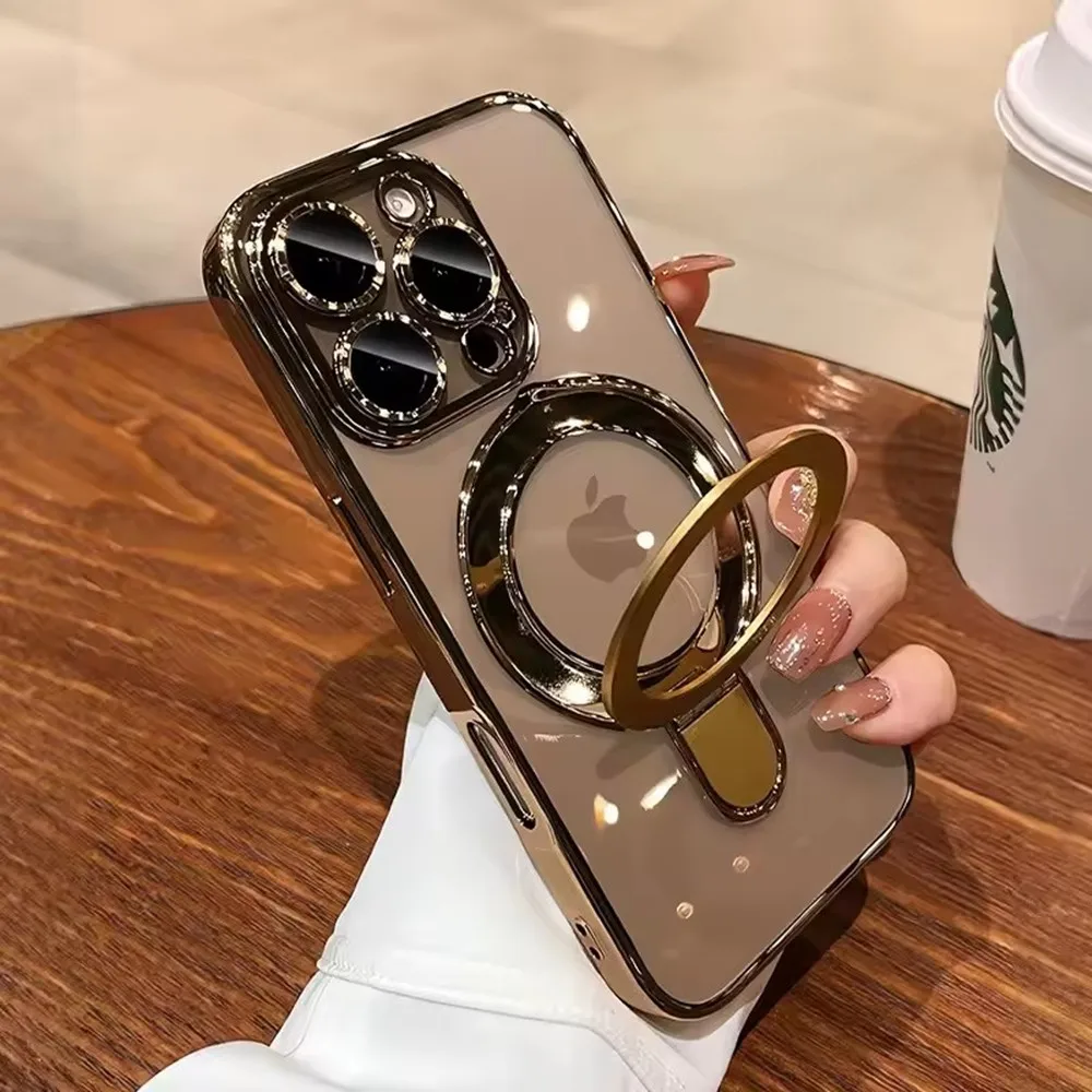Luxury Magnetic Ring Stand Holder with Clear Soft Cover