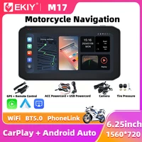 EKIY 6.25" Wireless CarPlay Moto Android Auto Portable Digital Motorcycle Dashboard GPS Navigation Display Screen TPMS Monitor