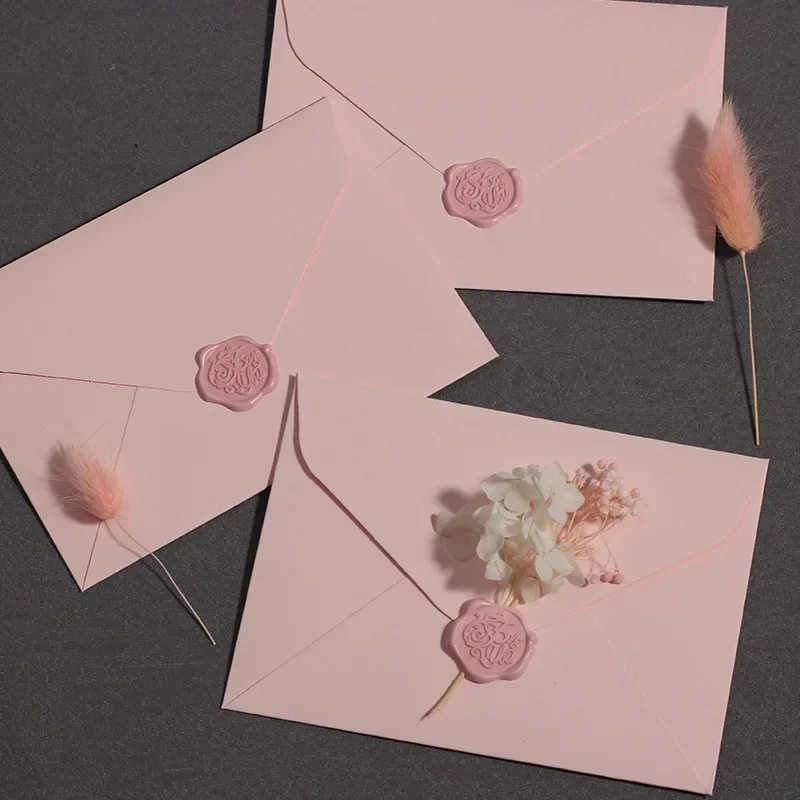 5pcs Romantic Pink Envelopes European Style DIY Wedding Party Invitations Card Cover Korean Stationery Kawaii Wax Stamp Stickers kraft paper envelopes window envelopes mailing envelopes mini envelopes