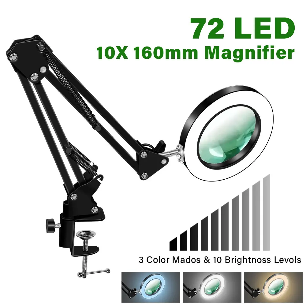 Illuminated LED Magnifier with Adjustable Lighting - Multifunctional Glass for Precision Tasks and Skincare