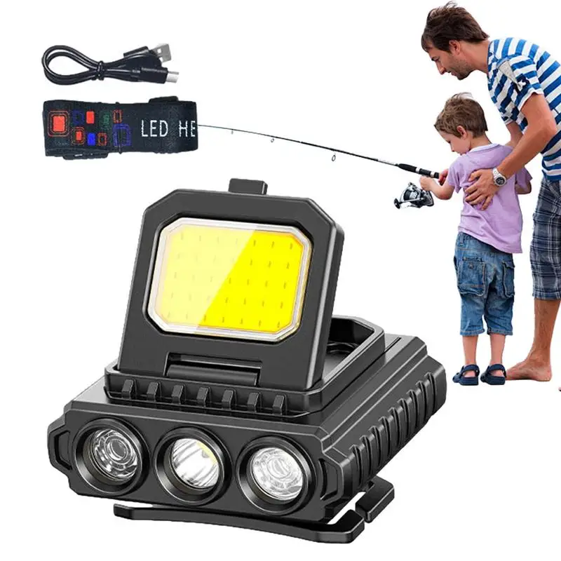 

Светодиодный налобный мини-светильник с контролем датчика, регулируемая водонепроницаемая лампа с перезаряжаемым аккумулятором и длительным сроком службы для наружного освещения