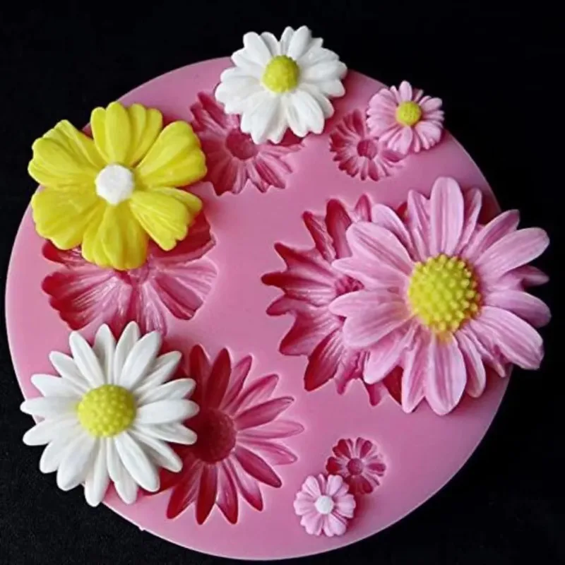 3D Daisy Flower Silicone Molds Fondant Craft Cake Chocolate Ice Pastry Baking Mould Fondant Tools Creative Handmade Molds