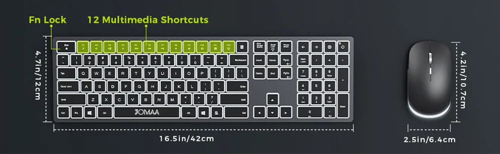 Wireless Rechargeable Ultra Slim Keyboard and Mouse Combo - Illuminated 24G USB Set