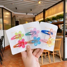 

Spring Children's New Transparent Fluorescent Flower Hair Clips Girls Parent-Child Series Contrast Color Matching BB Clips