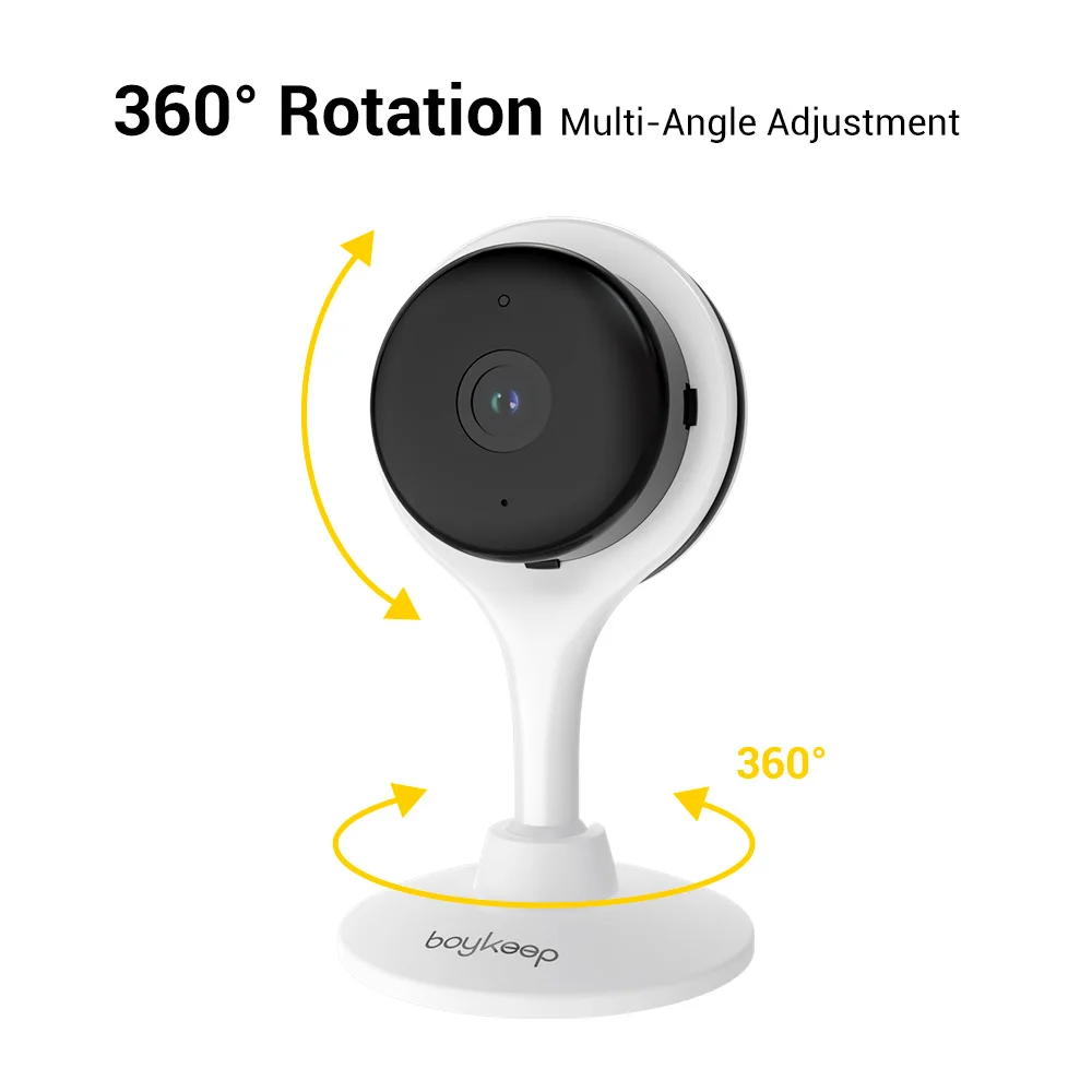 Boykeep WiFi Camera, 3MP 2K HD Video, Night Vision, Two-Way Audio, Motion Tracking, Local/Cloud Storage, Alexa Echo Show Compati 2