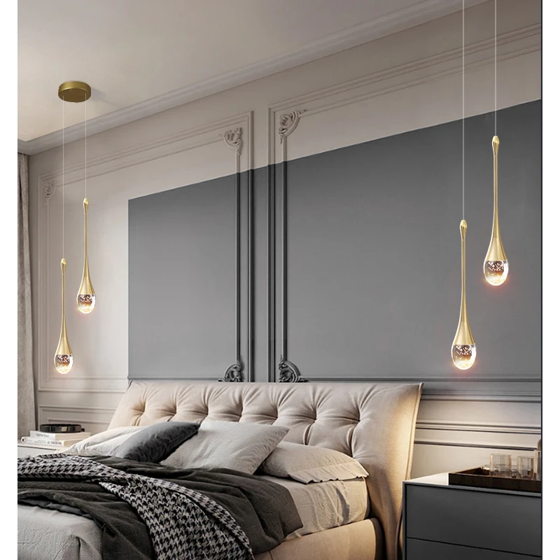 Suspension/Lustre Moderne à Pampilles Cristal - Style Nordique - Pour Salle à Manger Ou Chambre - Or/Noir - 3