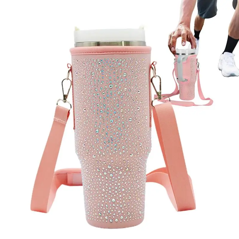 

Сумка для бутылки с водой с ремешком 40 унций, слинг-сумка, держатель для бутылки с регулируемым плечевым ремнем для пеших прогулок и кемпинга