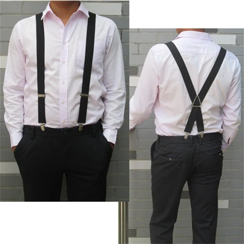 Work Suspenders Suspenders Men Adjustable Elastic X Back Pants Women Suspender for Trousers 2.5CM Width 4 Clips Adjustable Elastic Back Braces