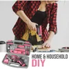 35pc Pink tool kit with 3.6V USB Electric Screwdriver and drill set. Complete women tool set pelican case toolbox 6
