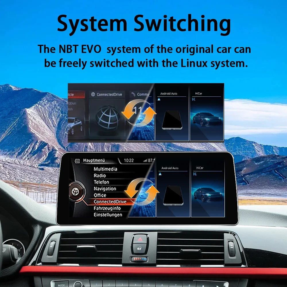 Pantalla de 1920*720 para BMW Serie 3/4 F30 F31 F32 F33 F34 Reproductor Multimedia para Auto Pantalla Táctil con Carplay Inalámbrico y Android Auto 2