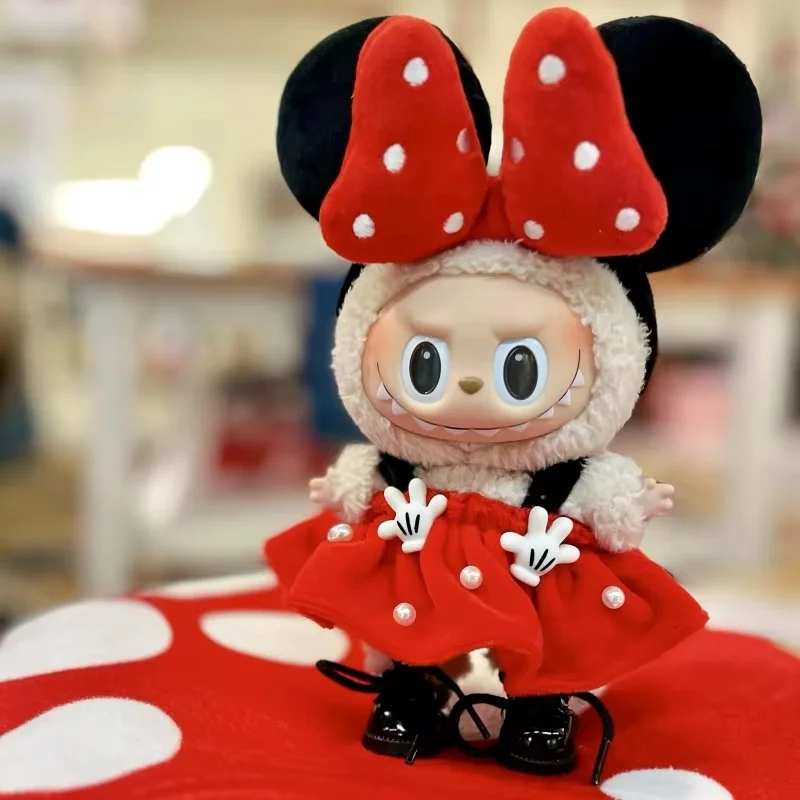 Original 17cm Labubu V1 V2 Vinyl Doll Clothes Handmade Mickey