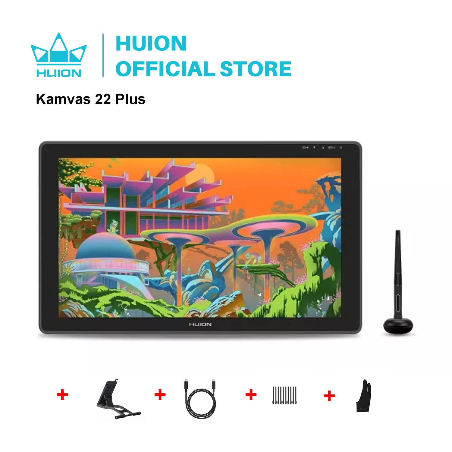 Huion kamvas  22プラスグラフィックペンディスプレイデジタルアートの絵画タブレットモニター21.5インチアンチグレアエッチングガラス140% srgb