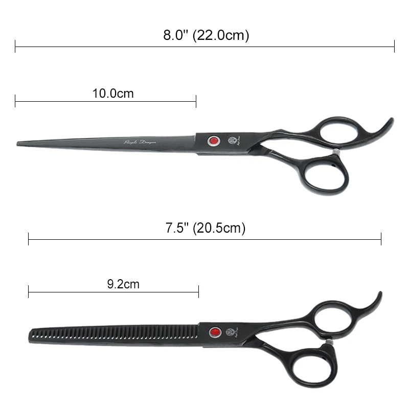 8 inch Purple Dragon Pet Grooming Scissors Set with Comb Animal Straight Curved Cutting Thinning Shears Dog Hair Trimmer B0044B