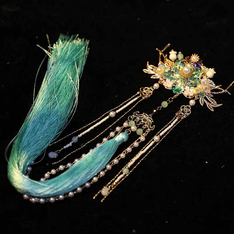 

Ancient Chinese Han Fu Cosplay Streamer Hairpin Headwear Dance Stage Adult Ancient Costume Hanfu Accessory Halloween Carnival