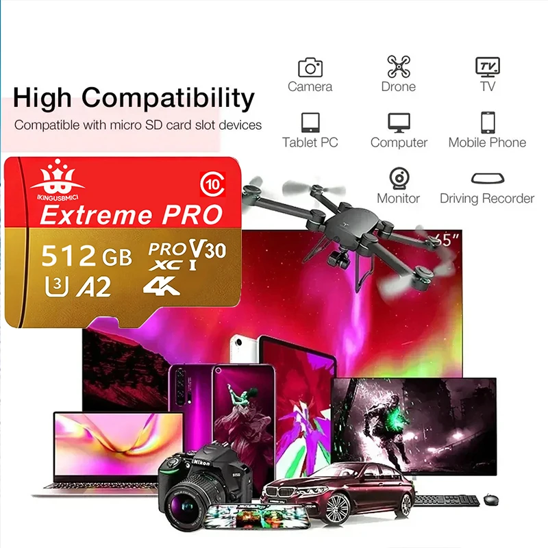 SD 메모리 카드 Class10 A2 울트라 마이크로 카드 SD 카드 256GB 512GB 카드오 데 메모리아 64GB 카메라 디지털 기기용