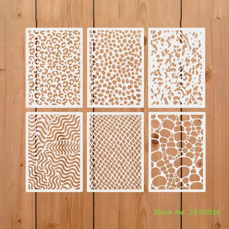 동물 레오파드 무늬 페인팅 스텐실 엠보싱 템플릿, 반복적 홈 벽 장식, DIY 수제, 12 개