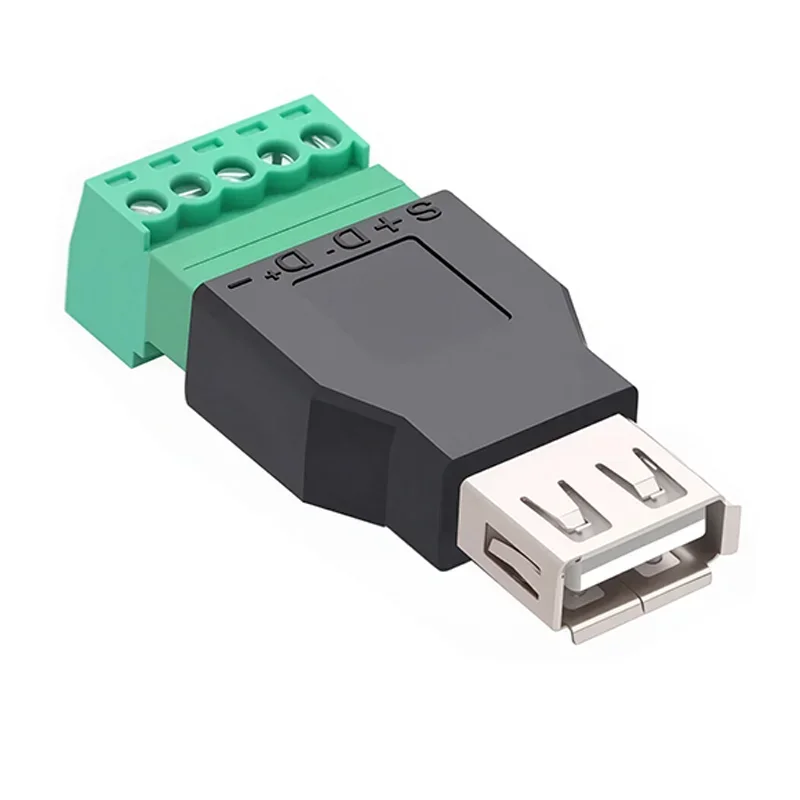 Universal USB 2.0 Type Connector with 5 Pin Screw Terminal - Solderless Male & Female Plug Socket