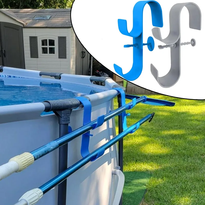 Pool-Laubkescher-Halterung für den Poolrand, verstellbare Teleskop-Schwimmstangenhaken für Aufstellpools, Zubehör