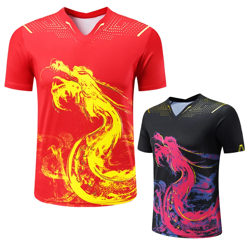 

China Table Tennis Clothes Shirt Quick Dry Breathable Printed Sport Shirts For Men And Women Tennis T Shirt For Training Jerseys