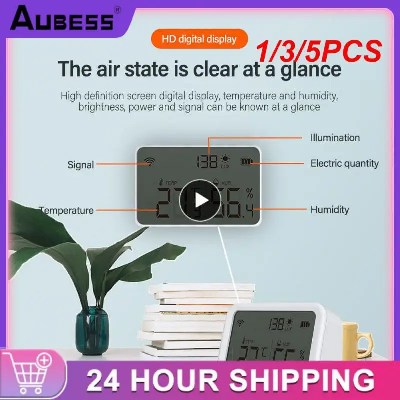 

1/3/5PCS Tuya WiFi LCD Temperature Humidity Sensor Lux Light Detector Indoor Hygrometer Thermometer ZigBee3.0 Hub