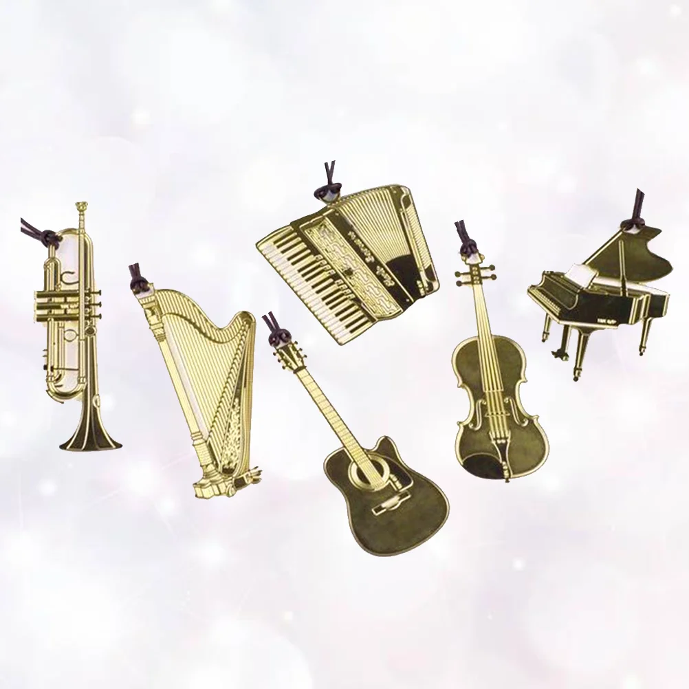 6 Pcs Elegant Bookmarks Gifts Musical Instrument Unique Vintage Markers Brass Metal Creative Gilded