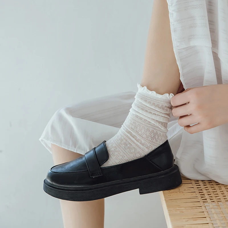 Spring Summer Women Socks Lady Long Lace Harajuku Ruffle Casual Sweet Kawaii Floral Breathable Lolita