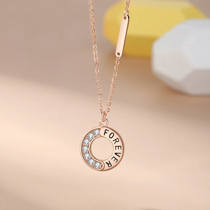 

S925 Sterling Silver Light Luxury Niche Advanced Fashion Always Loves You Necklace Women's Collarbone Chain Valentine's Day Gift