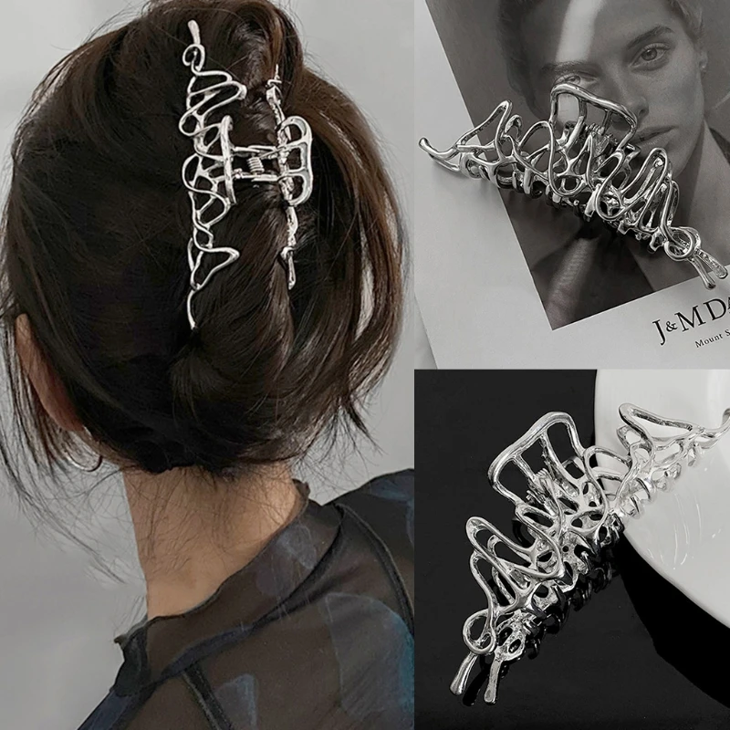 

Metal Hair Claw Novelty Irregular Claw Clips Punk Non Slip Hair Barrettes Ponytail Decoration Fashion Hair Props