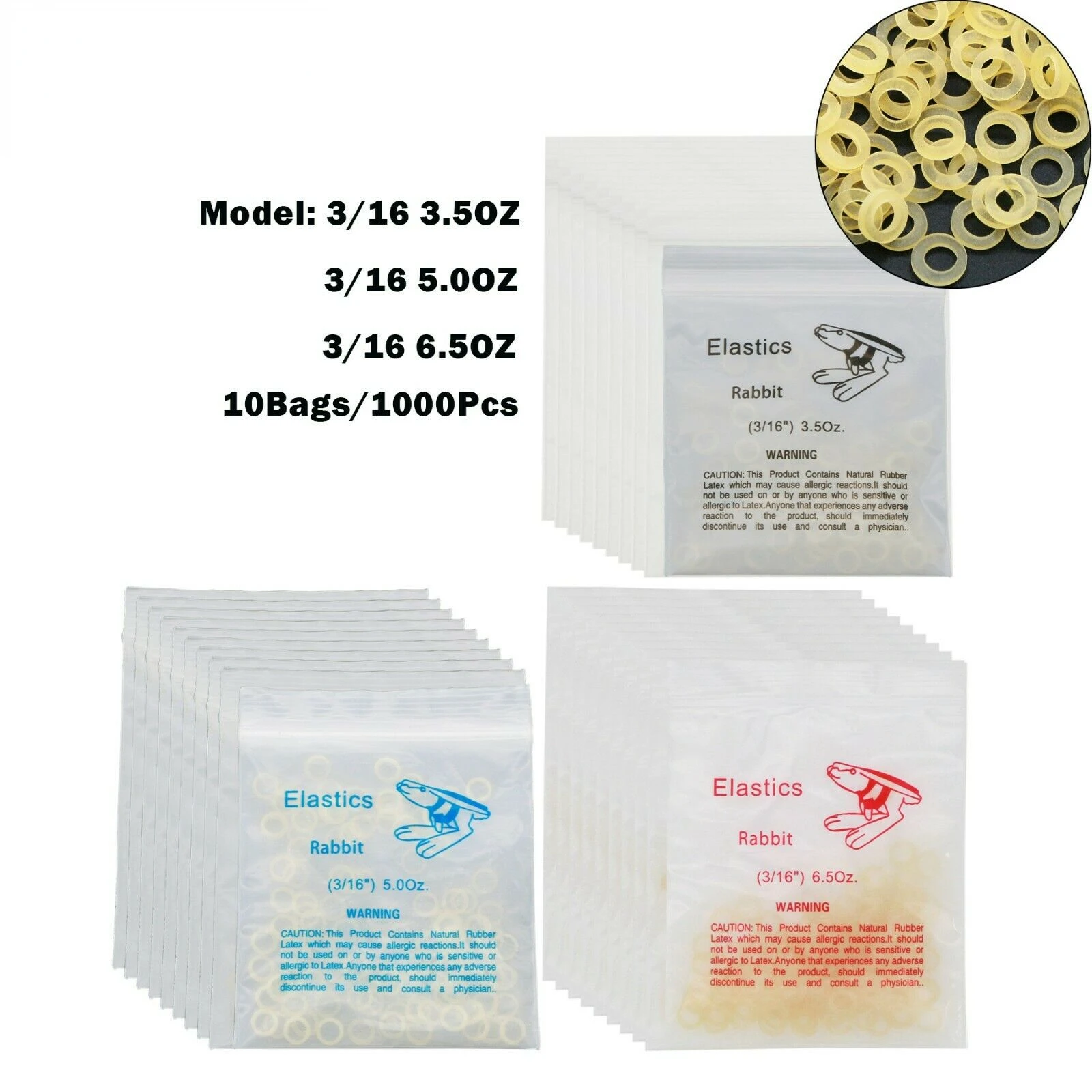 Dental Orthodontic Rubber Bands Elastics Latex Braces 3/16 3.5,5.0,6.5