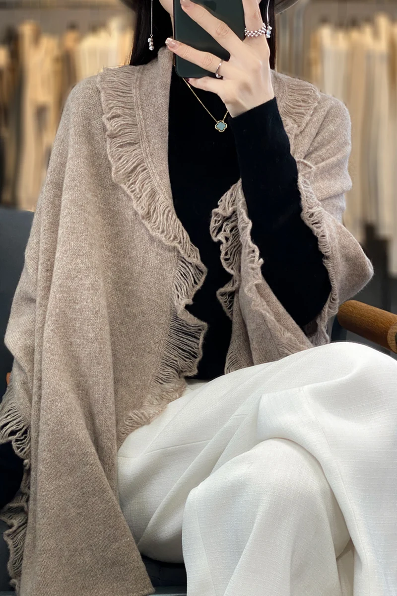 Новинка 2024, трендовая шаль из 100% шерсти