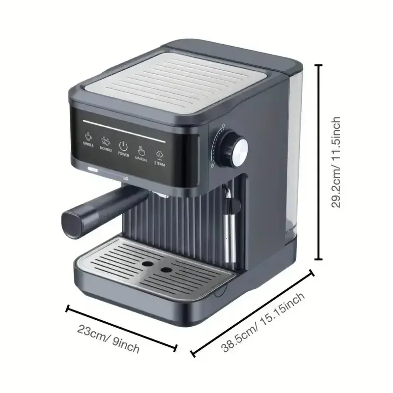 20 Bar Espresso machine Semi-Automatic coffee maker machine with 1.8L Water Tank for Espresso Latte Macchiato Cappuccino Black - Image 6