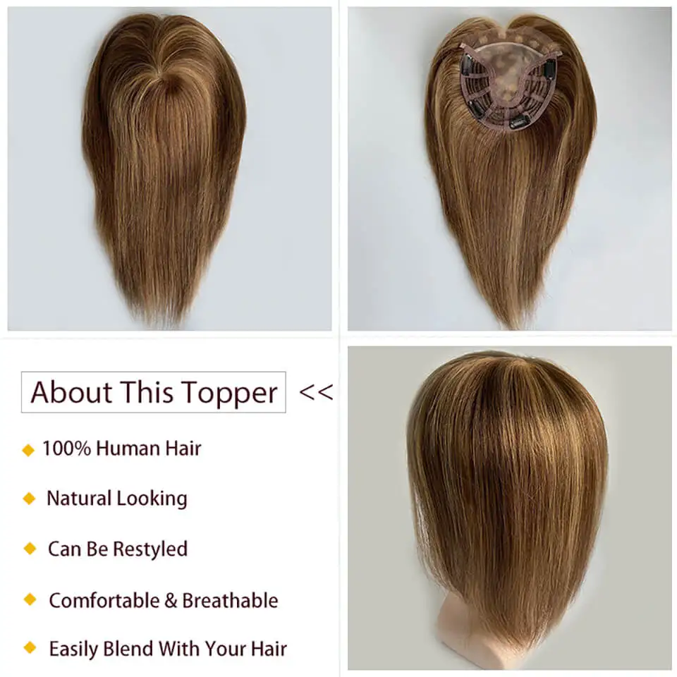 Sc812297938d04cb9b8ba2a30b0b40e32J Clearance Sale Mono Topper With Swiss Lace Front and Clips Human Hair Topper For Women Chinese Cuticle Natural Hairline Jewish Wigs Mallzona